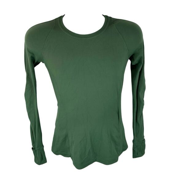 Lululemon Runderful Longsleeve Top Green Size 6 Rulu Fabric Crewneck Pullover - Picture 1 of 11